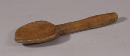 S/4702 Antique Treen 19th Century Sycamore Butter Scoop