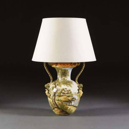 An Italian Vase with Serpent Handles as a Lamp