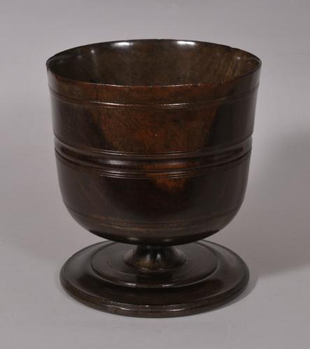 S/4740 Antique Treen 17th Century Lignum Vitae Wassail Bowl