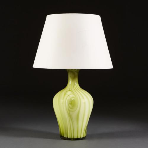 Green Murano Art Glass Vase as a Lamp