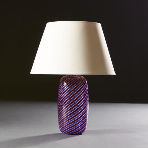 A Stamped Glass Vase by Venini as a Lamp