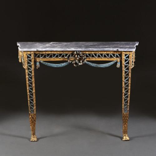 A Rare Late 18th Century Gilded Metal Console Table
