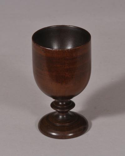 S/4760 Antique Treen Early 19th Century Cherry Wood Goblet