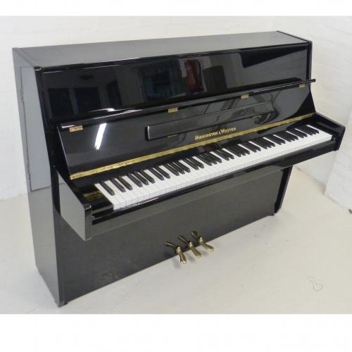 Monington & Weston 108cm modern upright piano in black c2014 ex-rental
