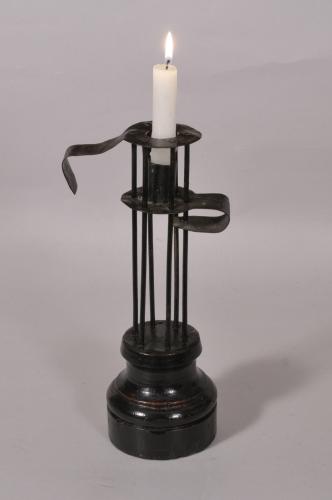 S/4739 Antique Treen 18th Century Stable Candle Holder