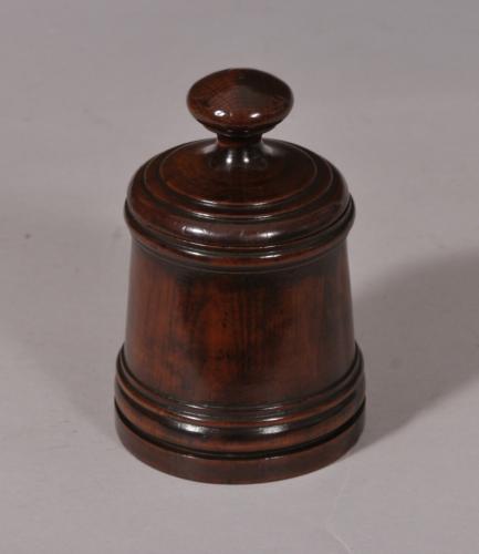 S/4755 Antique Treen Early 19th Century Yew Wood Spice Pot