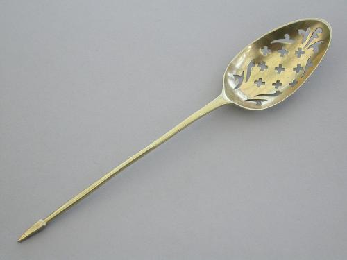 George II Silver Gilt Mote Spoon