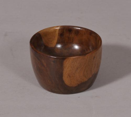 S/4763 Antique Treen 19th Century Laburnum Wood Wool Bowl