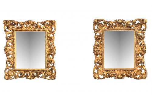 Italian Pair Of Giltwood Mirrors