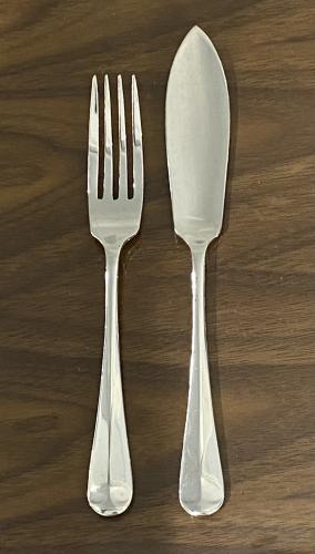 Sterling silver rattail fish knives and forks eaters Francis Howard