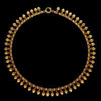 A French 18ct yellow gold fringe-style necklace in the archaeological revivalist style