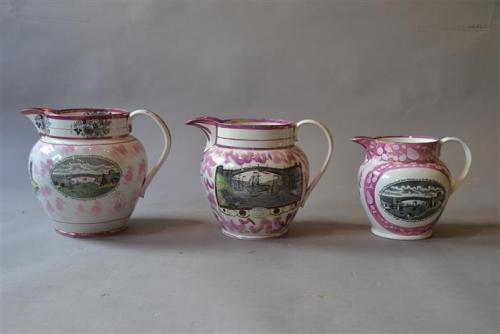 Three good 19th century Sunderland ware jugs