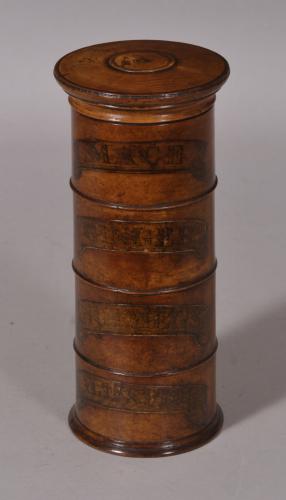 S/4751 Antique Treen 19th Century Four Tier Sycamore Spice Tower