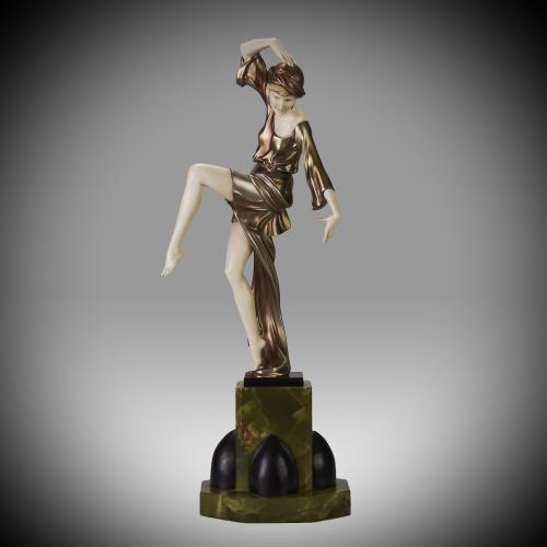 “Autumn Dancer” Art Deco Chryselephantine Sculpture by Ferdinand Preiss - circa 1920