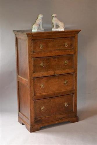 An unusual 18th century oak chest of drawers