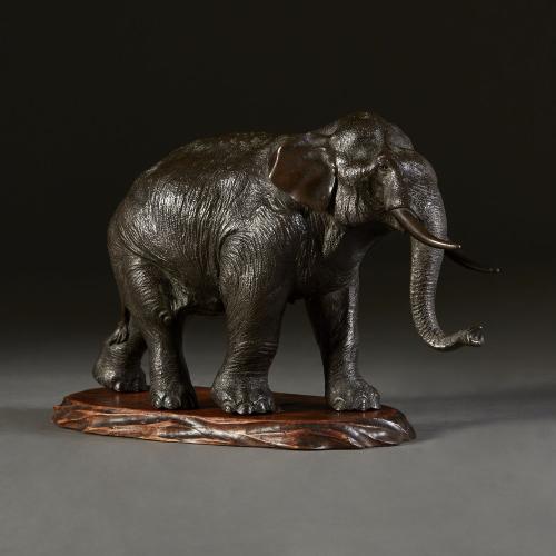 Mid 19th Century Japanese Bronze Okimono of an Elephant