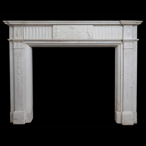 late 18th century English finely carved Statuary marble chimneypiece