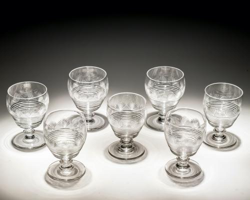 set of seven Irish Regency goblets