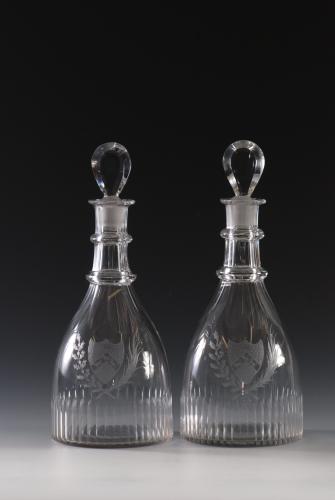 Rare pair of Armorial decanters