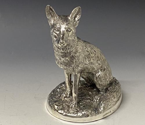 Sterling silver model fox figurine 