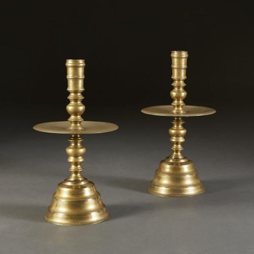 17th Century Dutch Brass Candlesticks