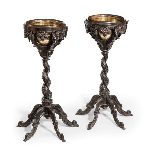 Antique pair of Anglo Indian ebony jardinières
