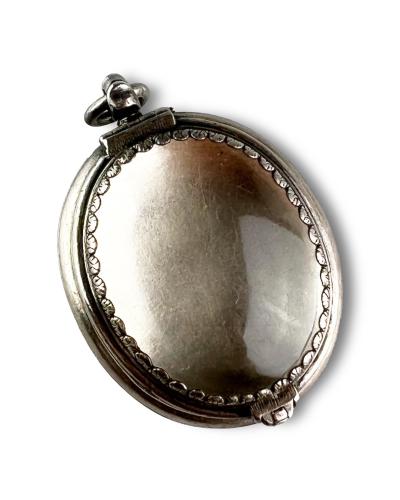 Double sided silver and rock crystal locket pendant. French, late 17th century