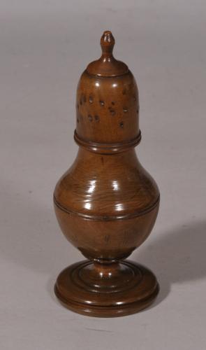 S/4777 Antique Treen Sycamore Muffineer of the Georgian Period