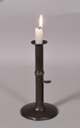 S/4812 Antique Tin Hogscraper Candlestick of the Georgian Period