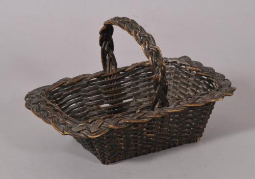 S/4817 Antique 19th Century Victorian Child's Willow Posy Basket