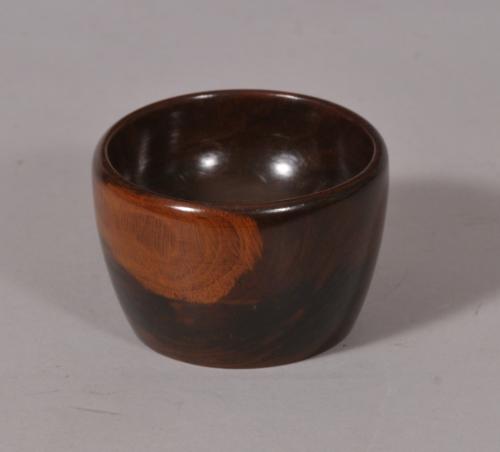 S/4820 Antique Treen 19th Century Lignum Vitae Wool Bowl