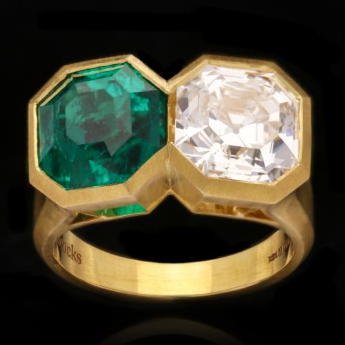 Emerald Two Stone Ring