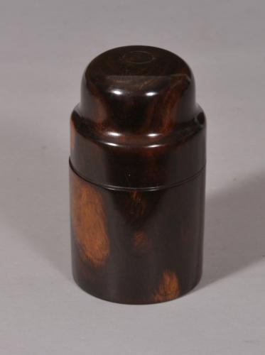 S/4788 Antique Treen 19th Century Lignum Vitae Apothecary's Bottle Case