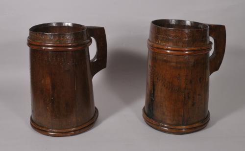 S/4833 Antique Treen 19th Century Scandinavian Pine Ale or Water Carriers
