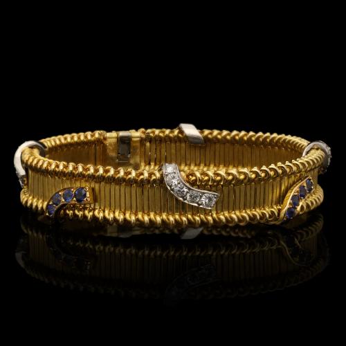 Vacheron Constantin Stylish And Rare 18ct Gold Sapphire And Diamond Bracelet