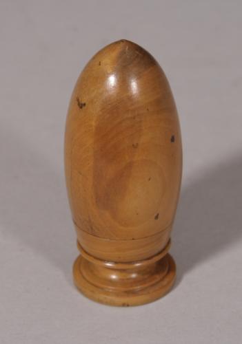 S/4793 Antique Treen 19th Century Boxwood Thimble or Needle Case