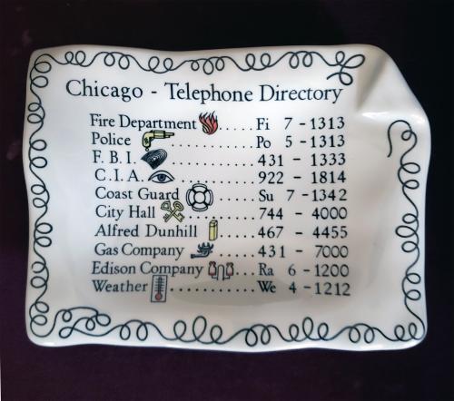 Piero Fornasetti Ashtray with Phone Numbers,    Chicago Telephone Directory