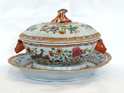 A Chinese Famille Rose ‘King John’ Tureen Cover and Stand , Qianlong (1736 – 1795)