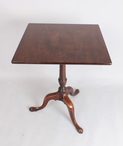 George II mahogany square tilt-top tripod table