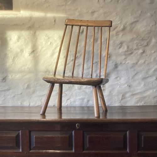 18th century Welsh ash back-stool