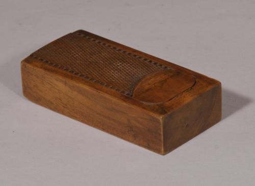 S/4844 Antique Treen 19th Century Walnut Stamp Box