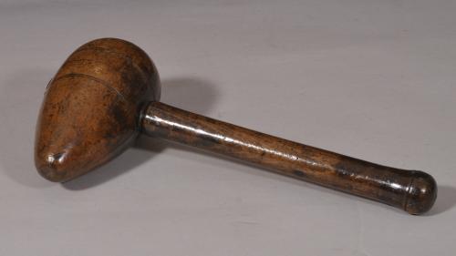 S/4866 Antique Treen 19th Century Boxwood and Beech Lead Worker's Mallet
