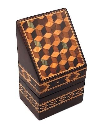 Tunbridge Ware Needles box with cube mosaic