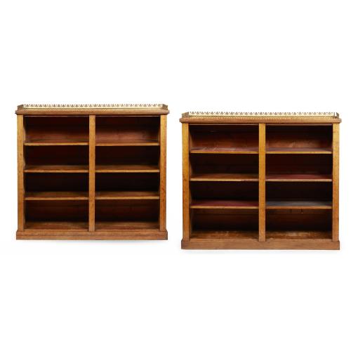 Pair of Regency oak bookcases