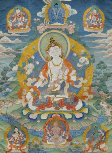 Antique Tibetan painting of the White Tara