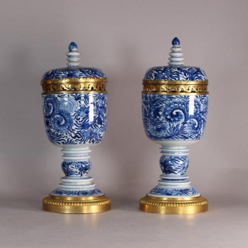 Chinese ormolu mounted chalices