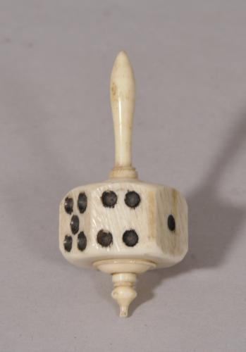 S/4875 Antique Early 19th Century Napoleonic P.O.W. Bone Teetotum
