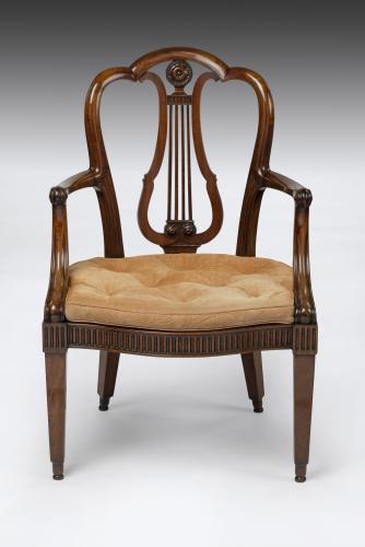 596a George III Carved Mahogany Armchair attributed to John Linnell