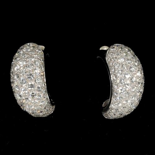 French gold diamond bombe hoop earrings circa 1940