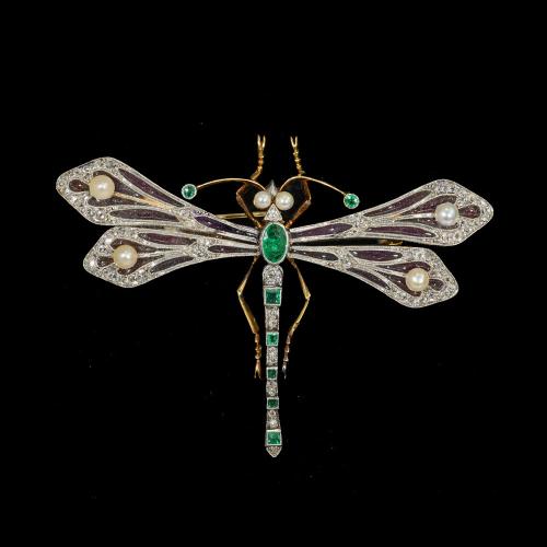 plique du jour enamel dragonfly brooch